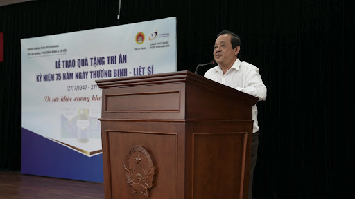 Ông Huỳnh Thanh Khiết bày tỏ sự cảm kích đối với Công ty Cổ phần Dược Mỹ phẩm CVI